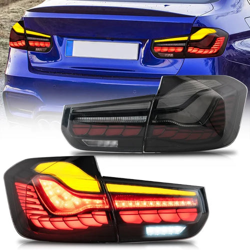 VLAND BMW M3 3 Series F30 F35 F80 Saloon 2012 - 2018 GTS OLED Smoked Tail Lights Plug and Play