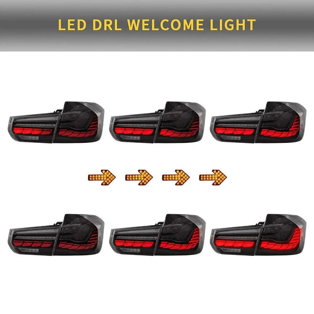 VLAND BMW M3 3 Series F30 F35 F80 Saloon 2012 - 2018 GTS OLED Smoked Tail Lights Plug and Play