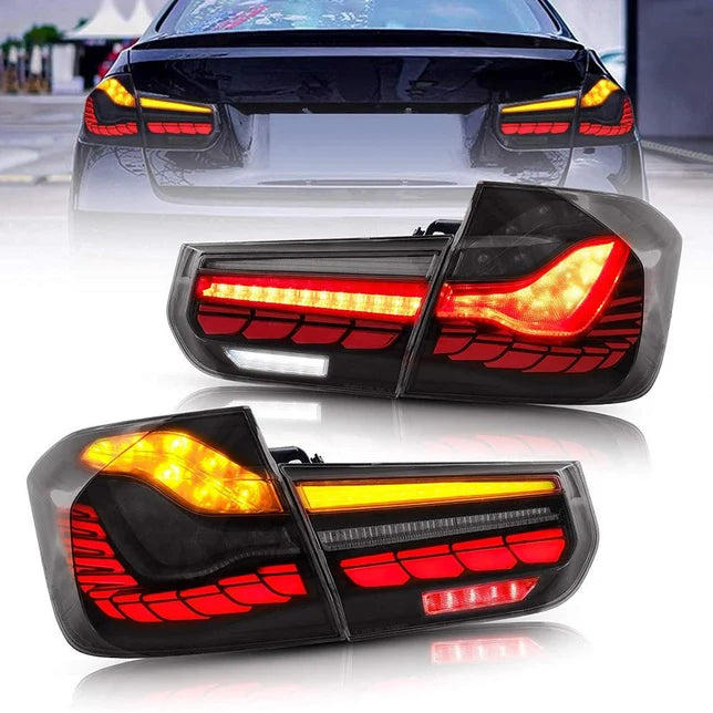 VLAND BMW M3 3 Series F30 F35 F80 Saloon 2012 - 2018 GTS OLED Smoked Tail Lights Plug and Play