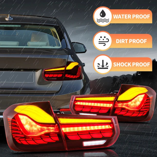 VLAND BMW M3 3 Series F30 F35 F80 Saloon 2012 - 2018 GTS OLED Red Tail Lights Plug and Play