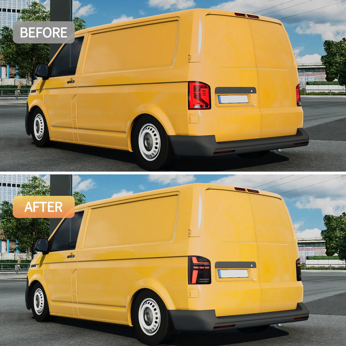 VLAND VW Transporter T5 T5.1 Caravelle 2015-2024 LED Smoked Tail Lights Plug and Play