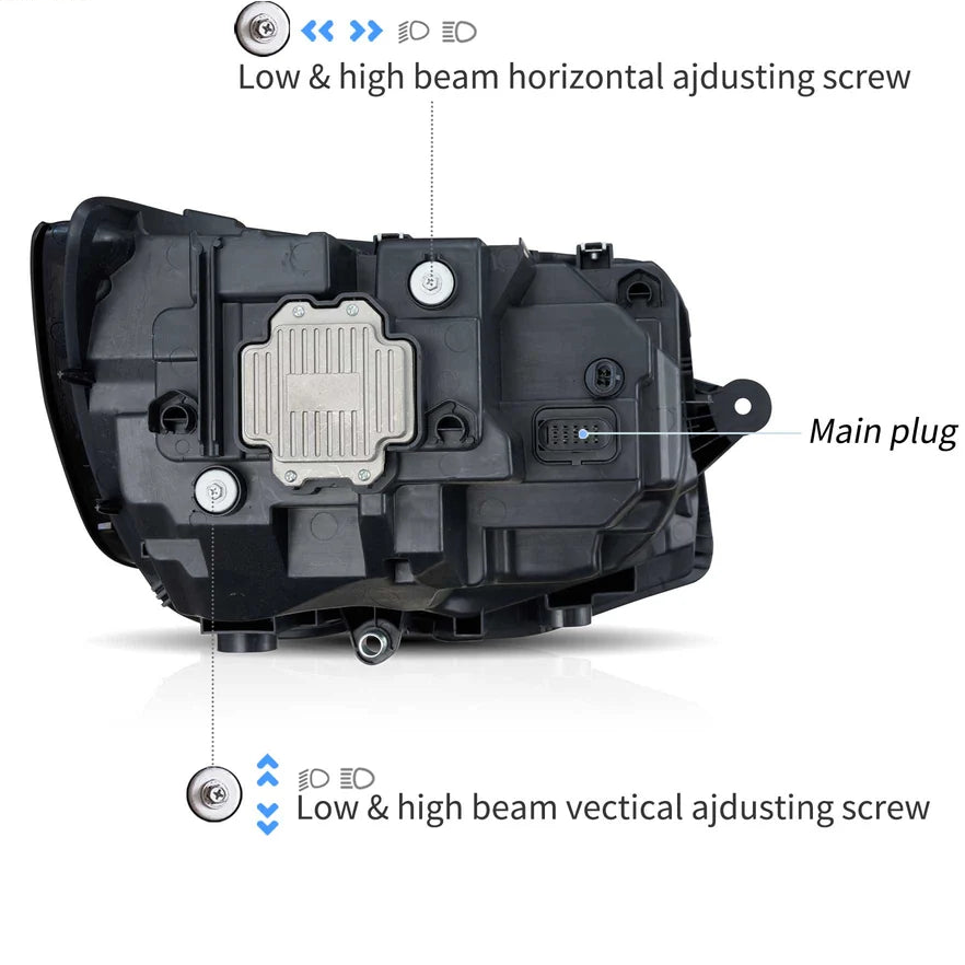 VLAND VW Transporter T6 2015 - 2019 LED Dual Beam Projector Headlights Plug & Play