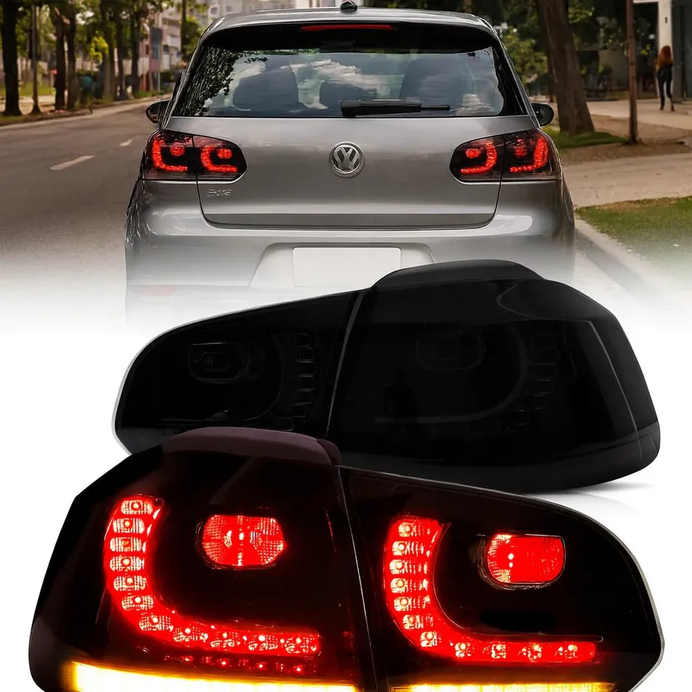 VLAND Plug and Play LED Smoked Tail Lights for 2009–2014 VW Golf 6 MK6