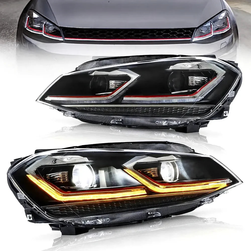 VLAND Plug and Play LED Redline Headlights for 2013–2017 VW Golf 7 MK7