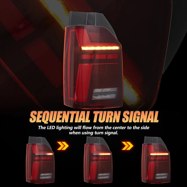 VLAND VW Transporter T5 T5.1 Caravelle 2004 - 2015 LED Red Tail Lights Plug and Play