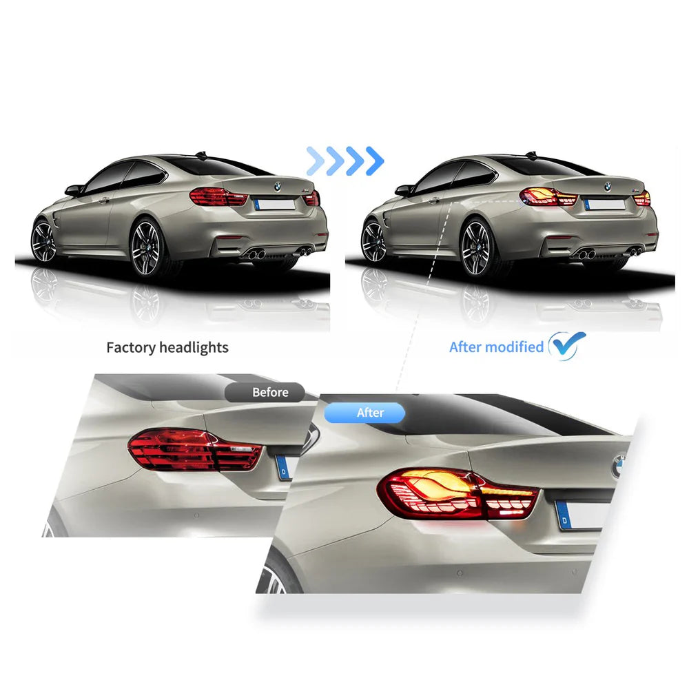 VLAND BMW 4 Series M4 2014 - 2024 OLED GTS Red LED Tail Lights Plug and Play