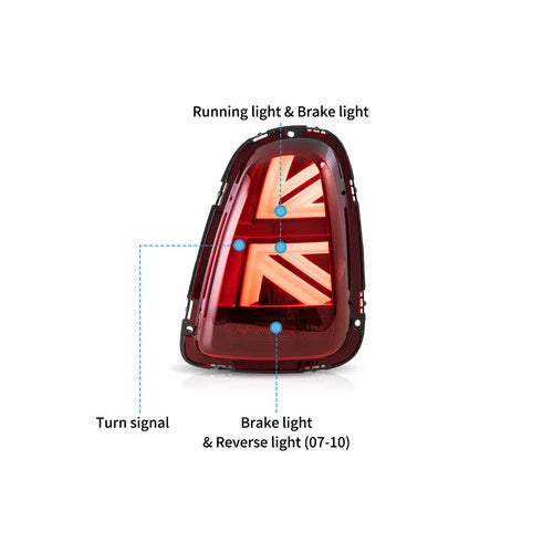 VLAND Union Jack LED Rear Lights Red Mini R56 R57 R58 R59 2007-2013 - Plug N Play