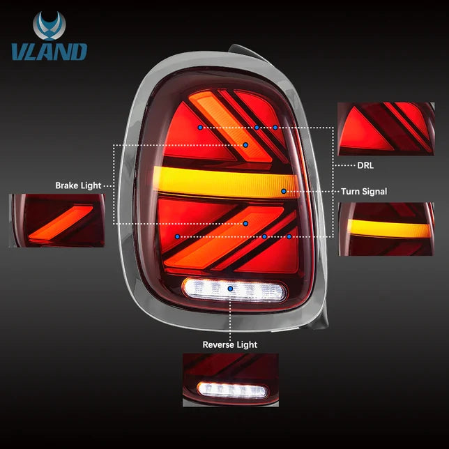 VLAND Mini Cooper F55 F56 F57 2014-2020 Red LED Taillights Plug and Play