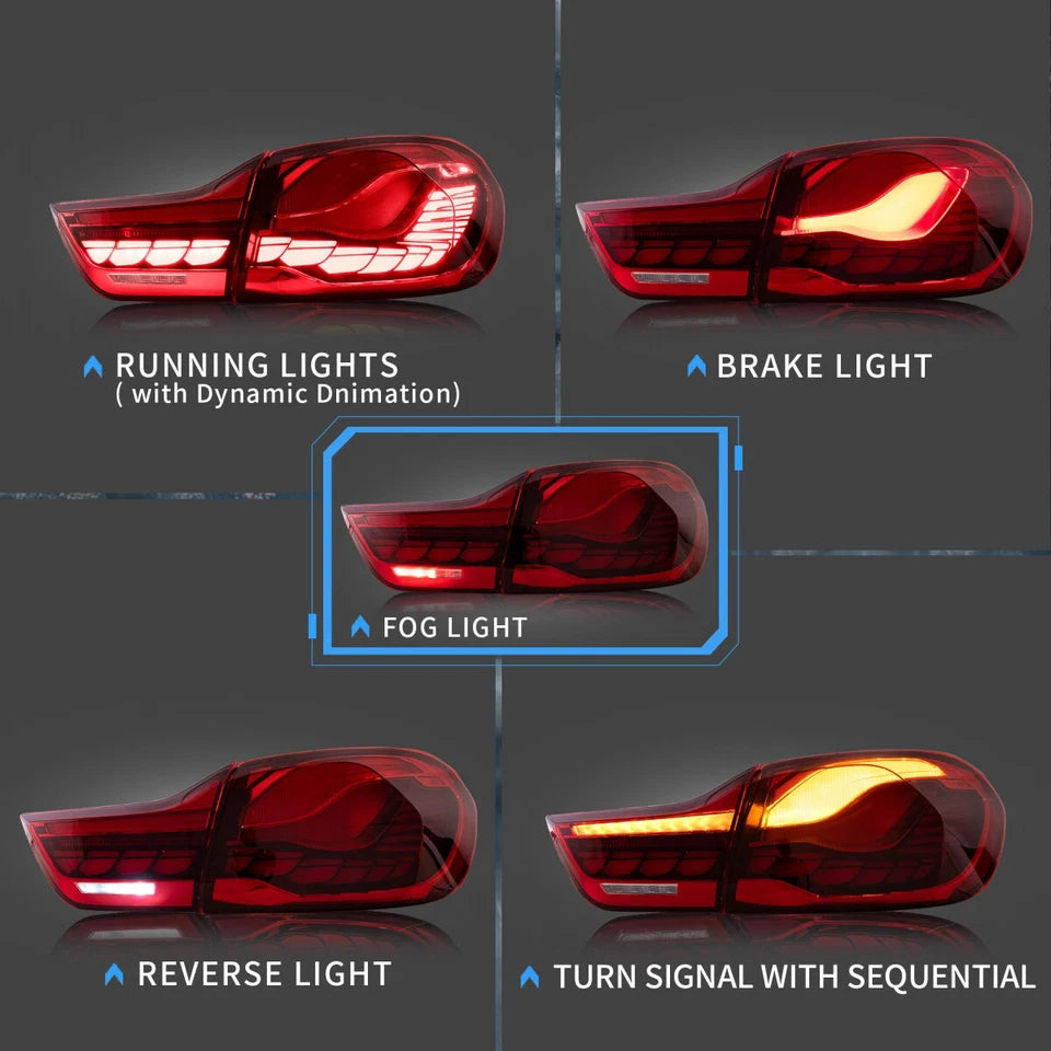 VLAND BMW 4 Series M4 2014 - 2024 OLED GTS Smoked LED Tail Lights Plug and Play