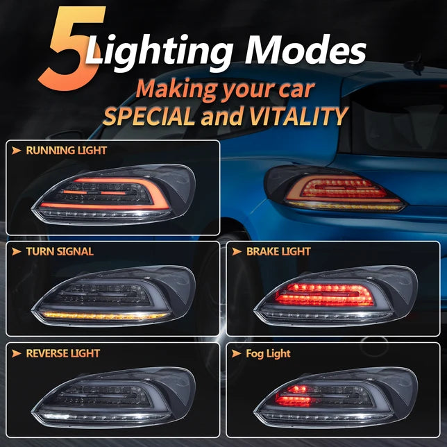 VLAND Volkswagen (VW) Scirocco 3rd Gen 2009-2014 Smoked LED Tail Lights Plug & Play