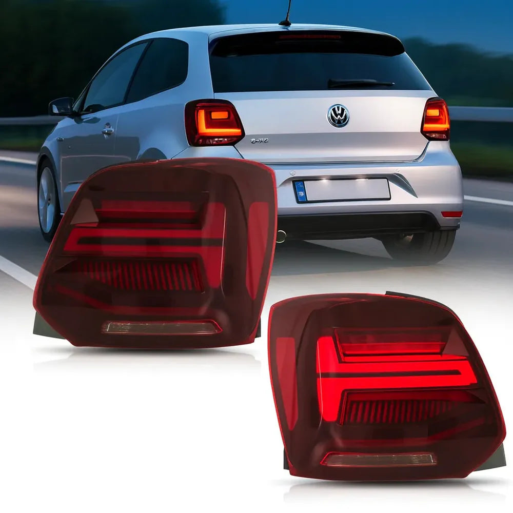 VLAND Plug and Play Red LED Tail Lights for 2009–2017 VW Polo 6R 6C